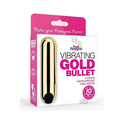 Pink Pussycat Gold Bullet Pocket Vibrating Bullet - Intensify Your Pleasure with the Luxurious 24K Gold Bullet Vibrator - Adult Naughty Store