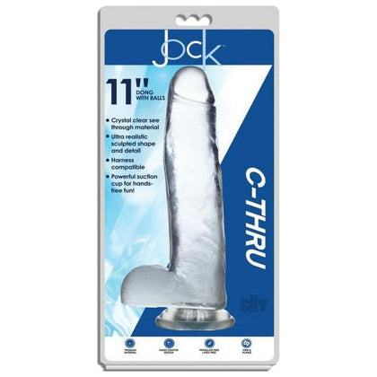 Curve Toys Clear Crystal Cock Dildo - Jock C Thru Dong W-balls 11 - For Advanced Size Enthusiasts - Realistic Lifelike Pleasure - Transparent