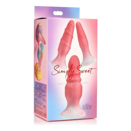 Silky Sweet Silicone Butt Plug Set - Model SS-1234 - Unisex Anal Pleasure - Pink - Adult Naughty Store