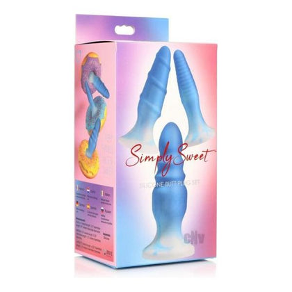 Seductive Bliss Silicone Butt Plug Set - Model SS-3BPG: The Ultimate Anal Delight for All Genders, Offering Varied Sizes and Sensations in Blue - Adult Naughty Store