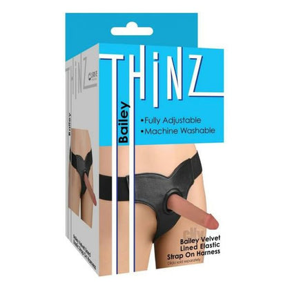 Curve Toys Thinz Bailey Velvet Lined Harness Black - Strap-On Dildo Harness for Sensual Pleasure
