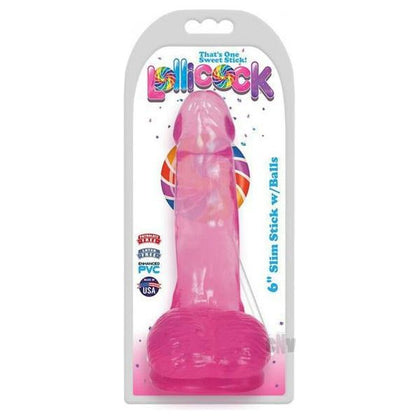 Curve Toys Lollicock Slim Stick W-balls 6 Cherry - Realistic Translucent Dildo for Hands-Free Pleasure