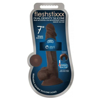 Curve Toys FleshStixxx Dual Density Silicone Dildo - Model 7 Choco - Ultimate Pleasure for All Genders - Intense Stimulation for Deep Satisfaction - Chocolate Brown