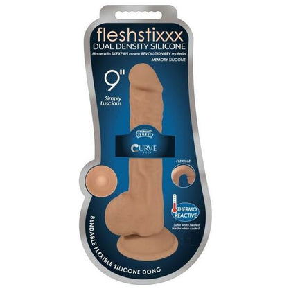 Curve Toys FleshStixxx Dual Density W-Balls 9 Caram Dildo - Ultimate Pleasure for All Genders, Intense Satisfaction in a Luxurious Chocolate Hue