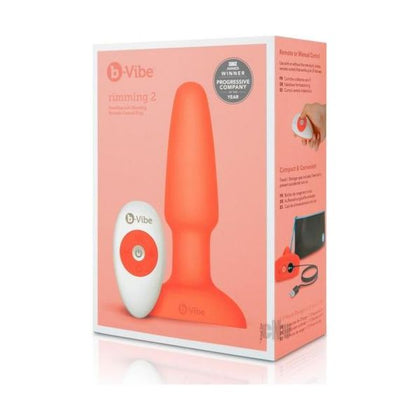 b-Vibe Silicone Rimming Plug 2 Vibrating Anal Toy with Remote Control - Orange