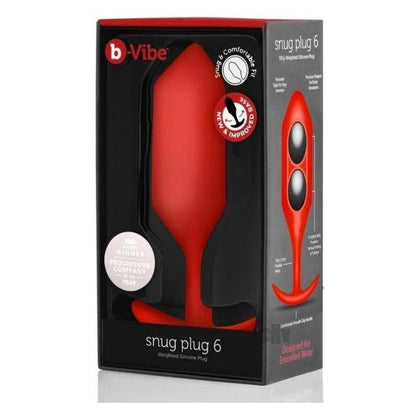 b-Vibe Snug Plug 6 Red - Premium Weighted Butt Plug for Sensual Fullness and Extended-Wear Stimulation