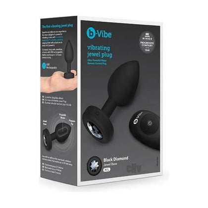 Introducing the Sensual Bliss B Vibe Vibrate Jewel Plug M/L Black: An Exquisite Pleasure Companion for Alluring Nights - Adult Naughty Store