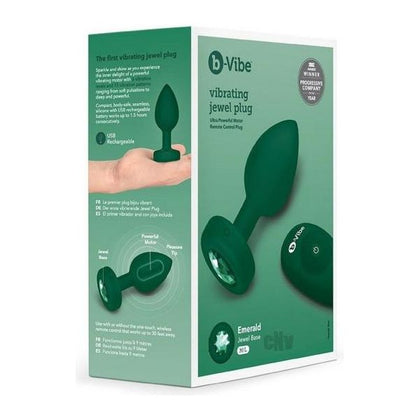 B Vibe Vibrate Jewel Plug M/L Green - The Sensual Delight: Arouse and Thrill with the B Vibe Vibrate Jewel Plug M/L, a Vibrating Anal Plug for Alluring Pleasure in Green