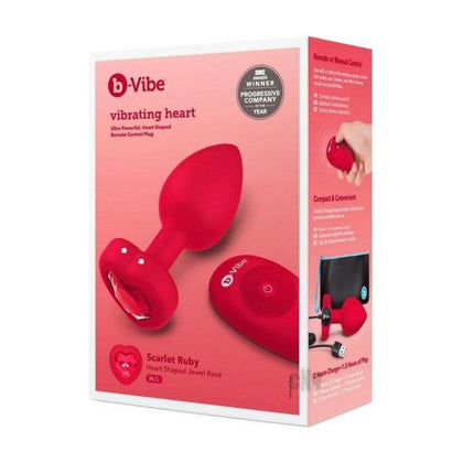 B Vibe Vibrate Heart Jewel Plug - Model M/L - Red - Sensual Pleasure for All Genders