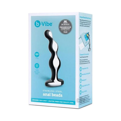 b-Vibe Stainless Steel Anal Beads - Model S12: The Ultimate Gender-Inclusive Pleasure Experience for Sensual Bliss in Luxurious Steel