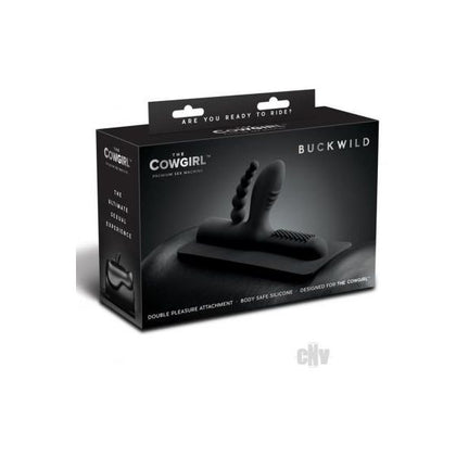 Cowgirl Buckwild Double Penetration Silicone Attachment - Model BWD-3000 - Unisex - G-Spot and Anal Pleasure - Black
