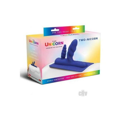 Cowgirl Unicorn Two-nicorn Attachment Navy - Double Penetration Vibrator for Women - Model CUN-2N - Vaginal and Anal Stimulation - Navy Blue