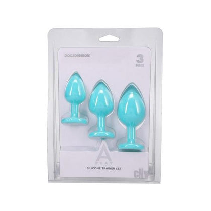 A-Play Silicone Trainer Set - Spade Butt Plugs (Set of 3) - Model X-37 - Unisex - Anal Play - Teal