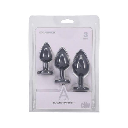 A-Play Silicone Trainer Set Spade Butt Plugs - Model 3 - Unisex - Anal Play - Grey