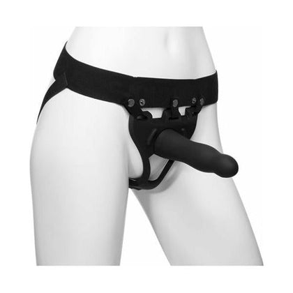 Doc Johnson Body Extensions Be Daring Hollow Strap On Set - Unisex Silicone Harness with Pleasure Maximizing Attachment - Model BES-2 - For Penetration Play and Empowerment - Black
