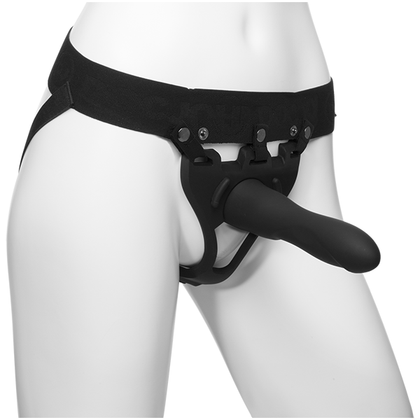 Body Extensions Be Strong Strap-On Set Black - Unisex Hollow Silicone Harness and Attachment Kit (Model: O-S)