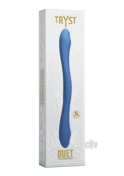 Hathor Duet Blue Bendable Silicone Double-Ended Vibrator Model TRYST-02 for Couples and Solo Play in Turquoise
