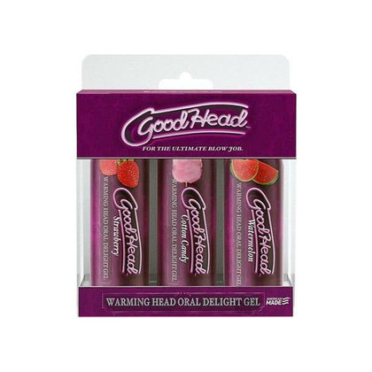 GoodHead Warming Head Oral Delight Set - Aromatic Flavored Edible Warming Gel Trio for Enhanced Oral Pleasure - Strawberry, Cotton Candy, and Watermelon - 2 oz. Bottles - Non-Sticky Water-Based Formula - Vegan - PETA-Certified - Made in America