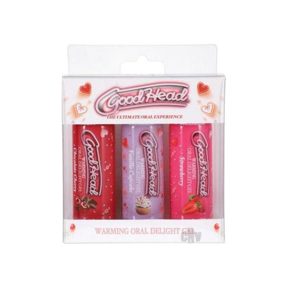 GoodHead Warming Oral Delight Gel 3-Pack - Strawberry, Vanilla Cupcake, Chocolate Cherry - Enhance Your Oral Pleasure Experience for Both Giver and Receiver