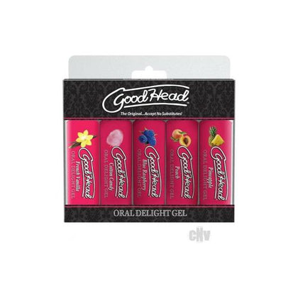 Doc Johnson GoodHead Oral Delight Gel 1oz 5pk - Edible Oral Sex Enhancer for Unforgettable Foreplay Experience - French Vanilla, Cotton Candy, Blue Raspberry, Peach, and Pineapple Flavors