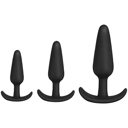 Mood Naughty 1 Trainer 3 Plugs Set Black - Premium Silicone Butt Plug Training Kit for Anal Pleasure