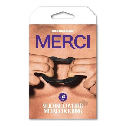 Merci Silicone Metal Cock Ring 50mm - Model XH-500 - Men - Enhances Sensory Pleasure - Black