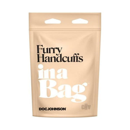 Introducing the SensaPlay In A Bag Furry Handcuffs Black - The Ultimate Restraint Experience for All Genders, Delivering Unparalleled Pleasure and Sensation