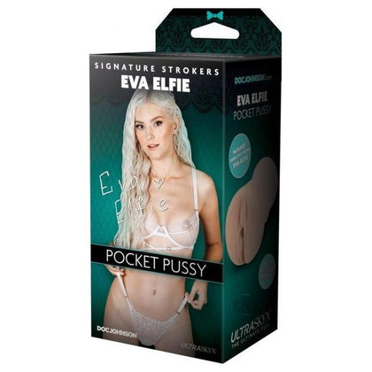 Introducing the Doc Johnson Eva Elfie Signature ULTRASKYN Pocket Pussy - Model 420, Specifically Designed for Men, for Intense Sensations and Realistic Pleasure in Bold Red