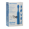 iVibe Select iQuiver 7 Piece Periwinkle Blue Silicone Vibrator Set for Women - Innovative Petite Vibrator with 6 Interchangeable Heads - Model Number: IVS-IQ7P-Periwinkle