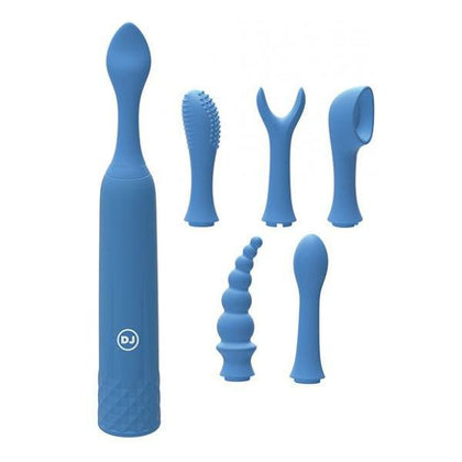 iVibe Select iQuiver 7 Piece Periwinkle Blue Silicone Vibrator Set for Women - Innovative Petite Vibrator with 6 Interchangeable Heads - Model Number: IVS-IQ7P-Periwinkle