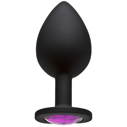 Introducing the Booty Bling Large Butt Plug - Black Pink Stone: A Luxurious Jewel for Exquisite Pleasure - Adult Naughty Store