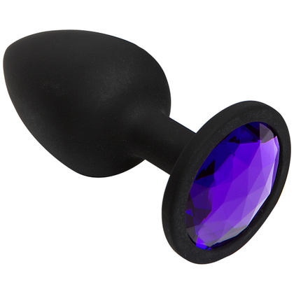 Introducing the Booty Bling Small Black Plug with Purple Stone - The Ultimate Pleasure Enhancer for Beginners! - Adult Naughty Store