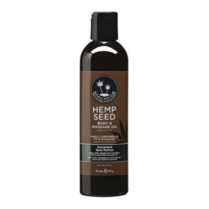 Earthly Body Hemp Seed Massage and Body Oil - Unscented, 8 Ounce - Adult Naughty Store