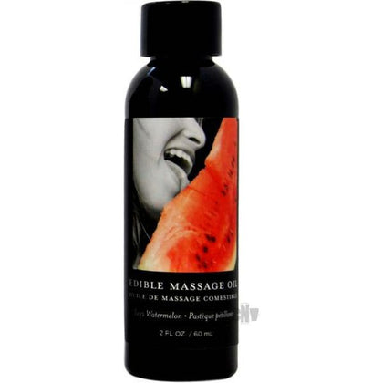 Earthly Body Watermelon Edible Massage Oil 2oz - Professional Slip, Skin Conditioning, Moisturizing Blend - Hemp, Almond, Grapeseed, Apricot, Vitamin E - Made in USA - Adult Naughty Store