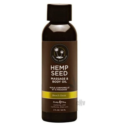 Introducing Beach Daze Hemp Seed Massage Oil - 100% Natural Blend for Sensational Pleasure - Model: 2oz - Unisex - Deep Conditioning and Moisturizing - Coconut Water and Pineapple Fragrance - Adult Naughty Store