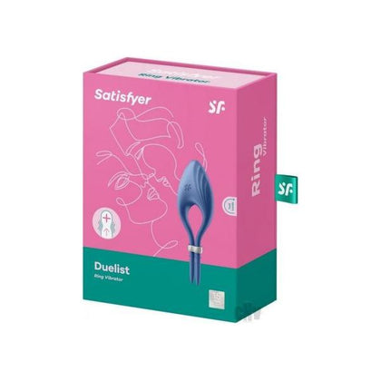 Satisfyer Duelist Blue Silicone Cock Ring with Clitoral Stimulator for Enhanced Pleasure