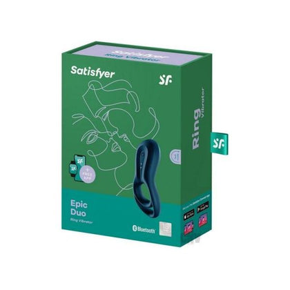 Satisfyer Epic Duo Blue Silicone Penis Ring with Clitoral Stimulator - Intensify Pleasure and Boost Endurance for Couples