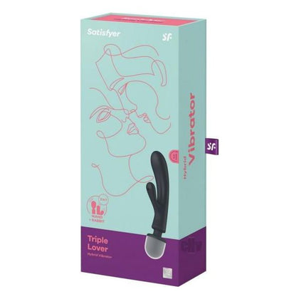 Satisfyer Triple Lover Grey - Powerful Wand and Rabbit Vibrator SLT-3000 - Unisex G-Spot and Clitoral Massage Toy - Grey