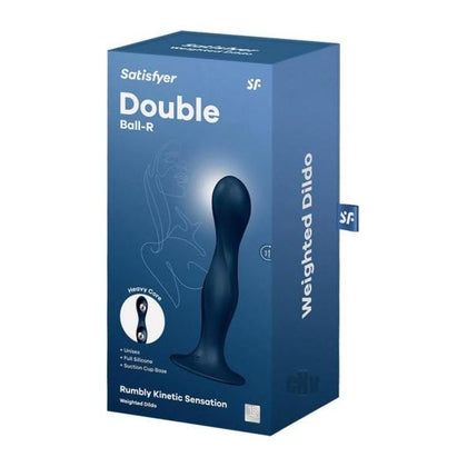 Satisfyer Double Ball-R Silicone Weighted Balls Vibrating Strap-On Dildo | Model RDKB | Unisex Anal and Vaginal Pleasure | Dark Blue