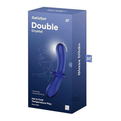 Satisfyer Double Crystal Lt Blue Glass Dildo - Model LT79 - Unisex - Anal and Vaginal Stimulation - Light Blue