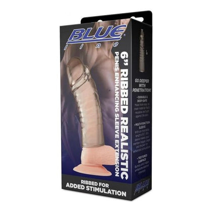 Blue Line Realistic Penis Sleeve 6 Smk - Intensify Pleasure with the Lifelike Ribbed Penis Enhancer for Men - Model 6 Smk - Enhances Stimulation and Adds Length - Discreet Storage - Body-Safe Material - Blue