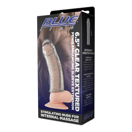 Blue Line Clear Textured Sleeve 6.5 - Penis Enhancer for Sensual Visual Stimulation - Transparent, Reusable, and Travel-friendly