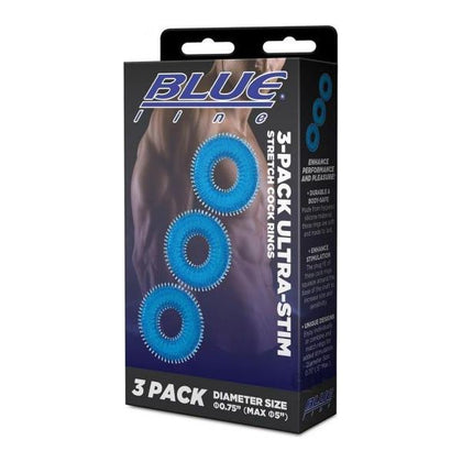 Blue Line Ultra Slim Cock Rings - Model X1 - Male - Enhanced Erection and Intense Stimulation - Blue