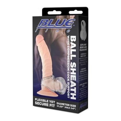 Blue Line Ball Sheath with Cock Support - The Ultimate Erection Enhancer and Pleasure Amplifier for Men - Model BLS-1001 - Clear