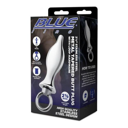 Blueline Stainless Steel Anal Toy: Tapered Plug Loop 2.5 - Unisex Anal Pleasure Toy - Hygienic Stainless Steel - Temperature Play - Silver