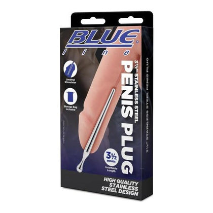 Elegant Pleasures Stainless Steel Penis Plug 3.5 Urethral Toy - Blue Line 3.5 (Male, Urethral, Blue)