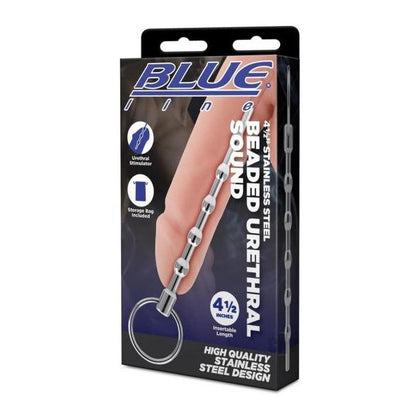 Blue Line Stainless Steel Beaded Urethral Sound 4.5: Premium Urethral Stimulator for Intense Pleasure and Stimulation in Silver