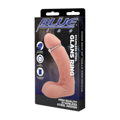 Blue Line Stainless Steel Glans Ring 33mm - Sensual Male Genital Stimulator for Enhanced Sensitivity in Silver