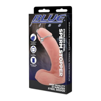 Blue Line Stainless Steel Sperm Stopper 33mm - Male Genital Device For Intensified Pleasure in Polished Steel
