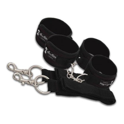 Lux Fetish Bed Spreader 7 Piece Restraint System Black - Ultimate Comfort and Versatile Bondage Experience for Couples - Adult Naughty Store